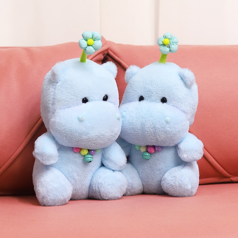 New Style Cute 25cm Blue Hippo Soft Toy Stuffed Animal Colorful  Kawaii Hippopotamus Doll Plush Toy Gift  Manufacturer 14