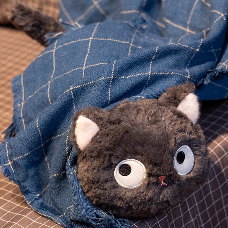 Wholesale New 35cm 45cm Stuffed Amine Black Soft Cat Plush Toy Pillow Appease Sleeping Birthday Gift 11