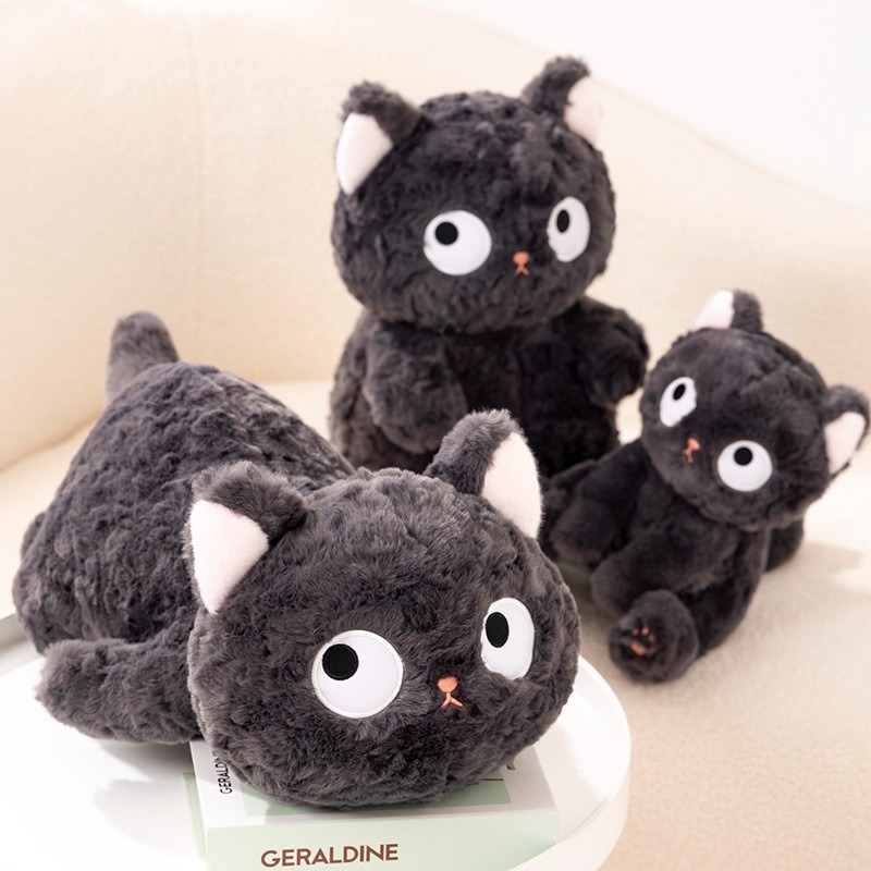 Wholesale New 35cm 45cm Stuffed Amine Black Soft Cat Plush Toy Pillow Appease Sleeping Birthday Gift 12