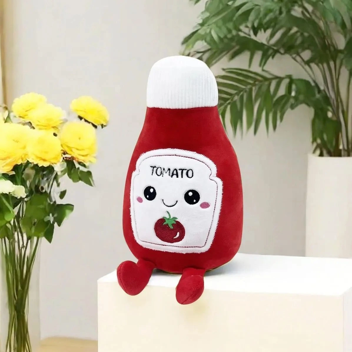 Hot Sale Toys Cuddly 10-Inch Tomato Ketchup Shape Plush Toy  Tomato Mayonnaise Design Cotton Material Fashion Gift 1