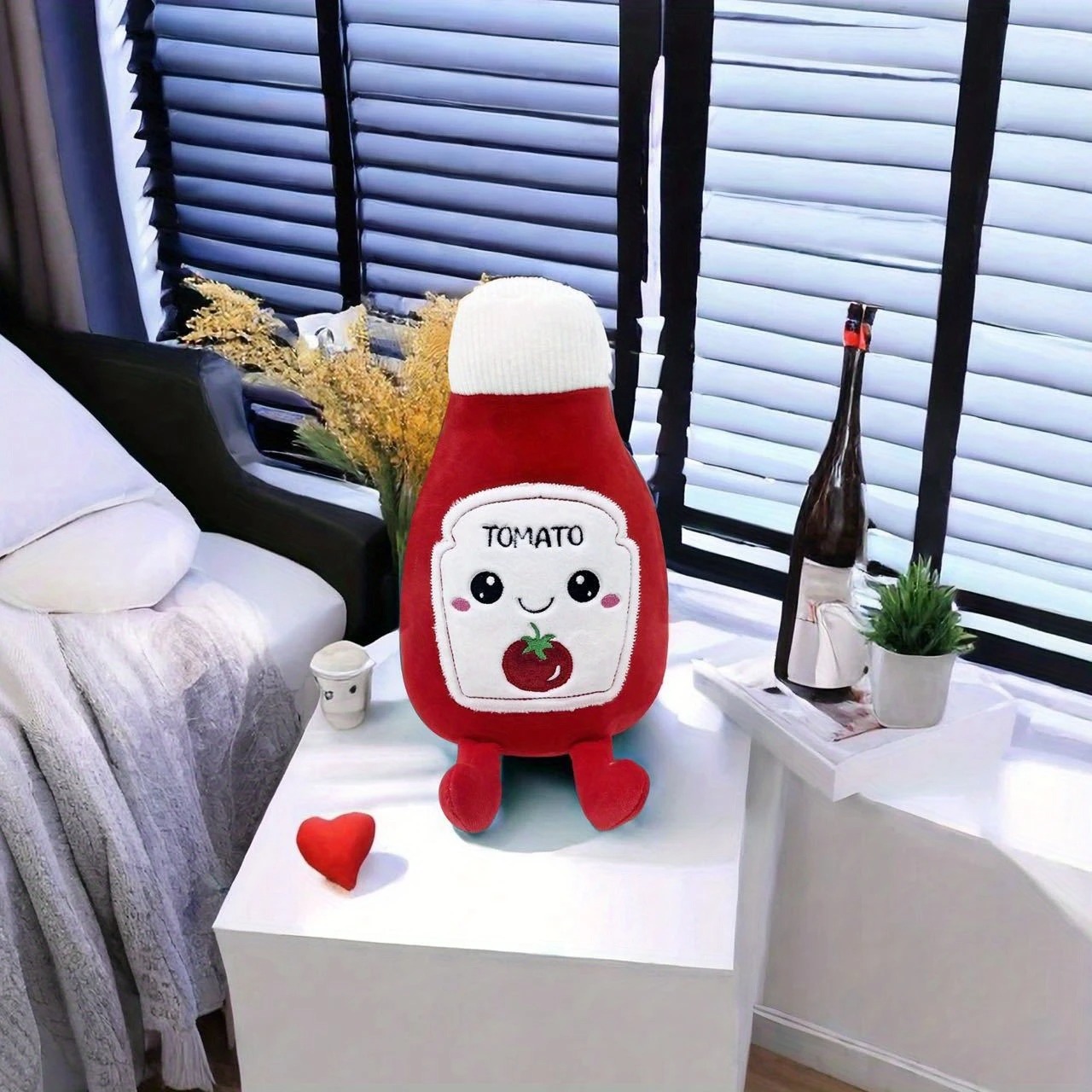 Hot Sale Toys Cuddly 10-Inch Tomato Ketchup Shape Plush Toy  Tomato Mayonnaise Design Cotton Material Fashion Gift 11