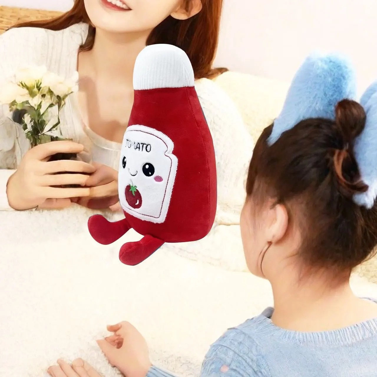 Hot Sale Toys Cuddly 10-Inch Tomato Ketchup Shape Plush Toy  Tomato Mayonnaise Design Cotton Material Fashion Gift 12
