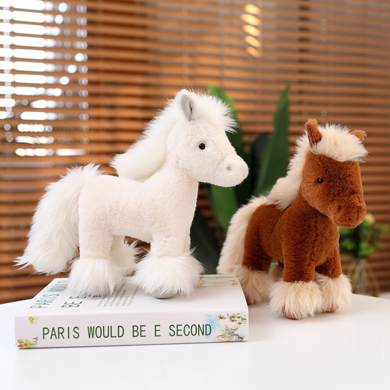 25 30 40CM ​ New Style Simulated Fluffy Cute Horse Plush Toy Farm Animals Soft Realistic Anime Toy Gift Kids 13