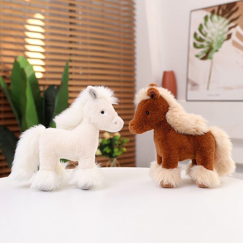 25 30 40CM ​ New Style Simulated Fluffy Cute Horse Plush Toy Farm Animals Soft Realistic Anime Toy Gift Kids 15
