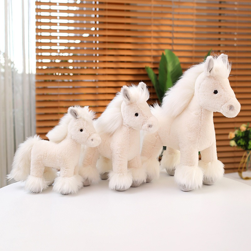 25 30 40CM ​ New Style Simulated Fluffy Cute Horse Plush Toy Farm Animals Soft Realistic Anime Toy Gift Kids 16
