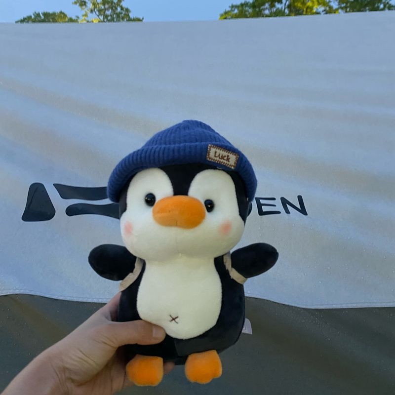 25CM Travel Little Penguin Plush Toy With Hat Plush Toys Soothing Sleeping Doll Stuffed Animals for Kids 12