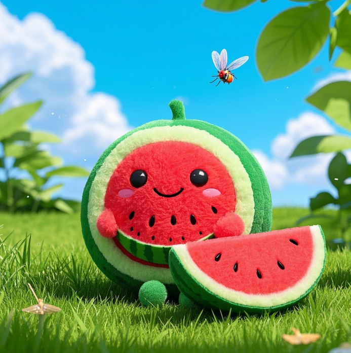 Adorable peluche pastèque : aspect réaliste, texture moelleuse, idéale pour décorer une chambre, apporter du confort et de la tendresse. 13