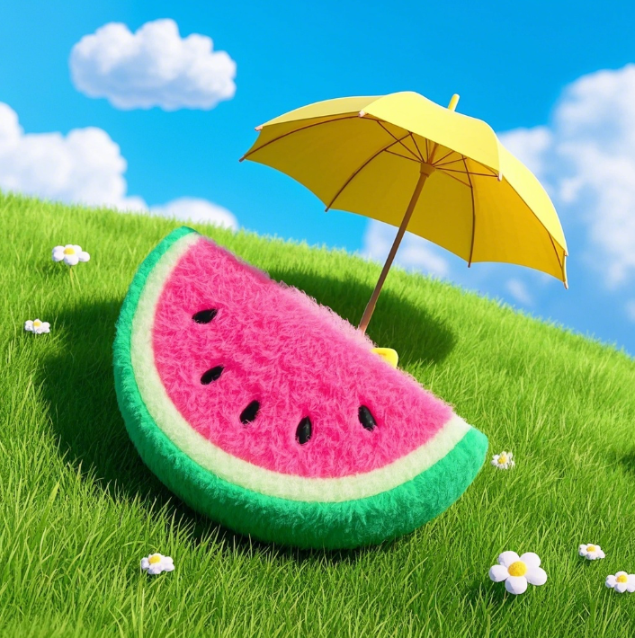 Adorable peluche pastèque : aspect réaliste, texture moelleuse, idéale pour décorer une chambre, apporter du confort et de la tendresse. 11