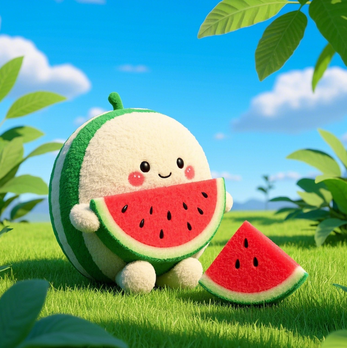 Adorable peluche pastèque : aspect réaliste, texture moelleuse, idéale pour décorer une chambre, apporter du confort et de la tendresse. 16