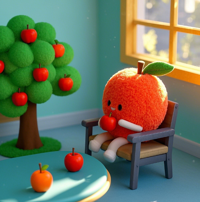 Apple plush toy creative design, cute expressions, children's companionship gift 15