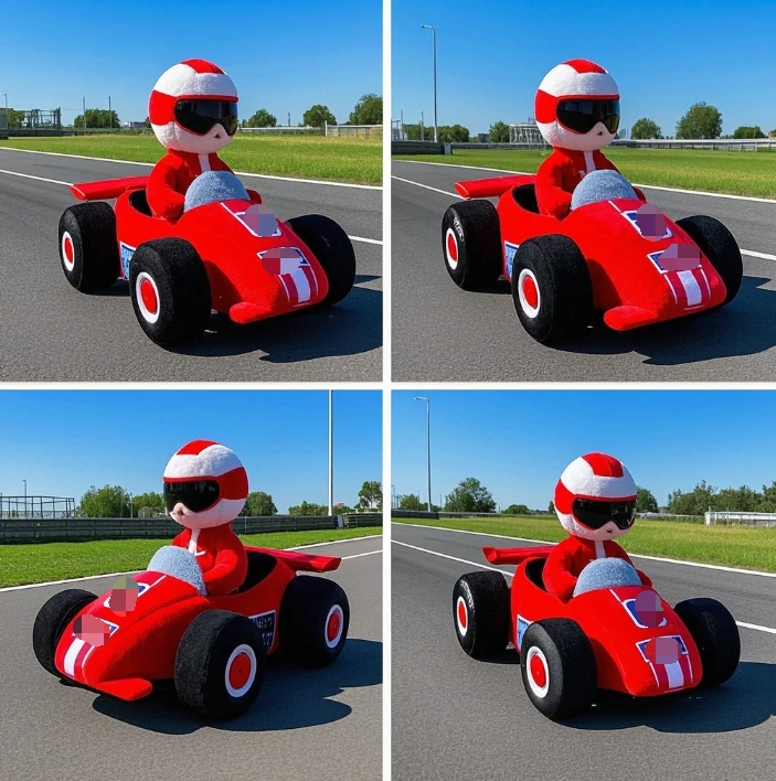 Customized racing driver plush toy with creative design, unique shape that can be added with logo 1