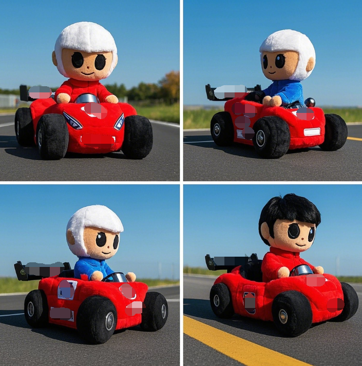Customized racing driver plush toy with creative design, unique shape that can be added with logo 13