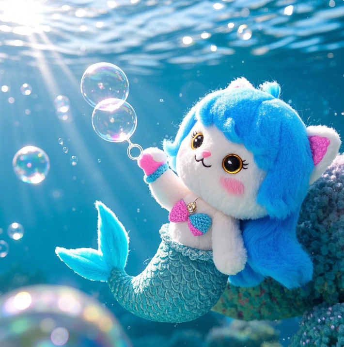 Peluche Chat Sirène - Design Créatif, Douce et Confortable - Cadeau pour Enfants - Pour Accompagner et Apaiser 11