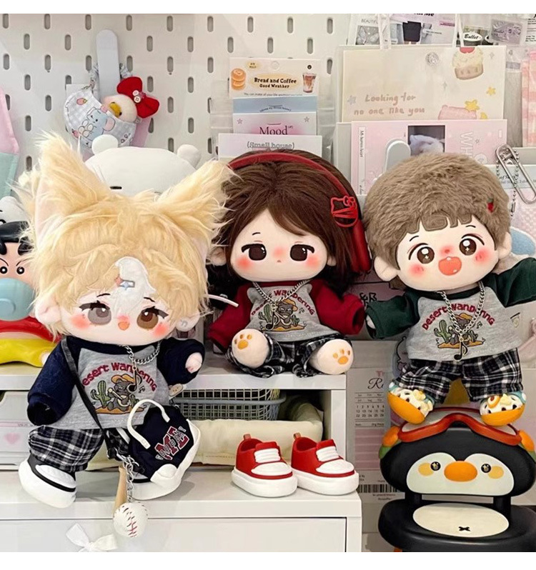 20cm  Cotton Doll Waistcoat Cute Casual Vintage Style Set Plush Doll's Clothes Accessories 10