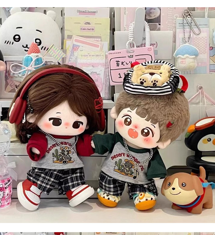 20cm  Cotton Doll Waistcoat Cute Casual Vintage Style Set Plush Doll's Clothes Accessories 13