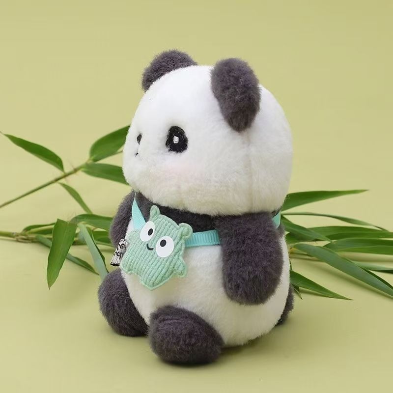 11CM Cute Panda Plush Toy Pendant Key Chain Custom Doll Keychain for Shoulder Bag Kawaii Animal Plush Backpacks Keyring 11
