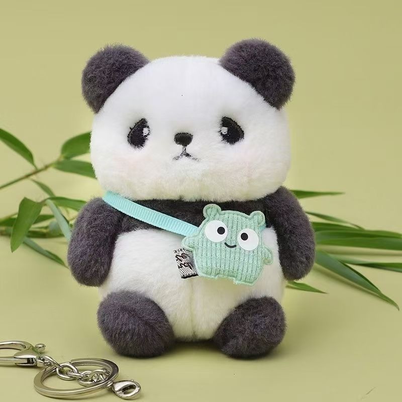 11CM Cute Panda Plush Toy Pendant Key Chain Custom Doll Keychain for Shoulder Bag Kawaii Animal Plush Backpacks Keyring 10