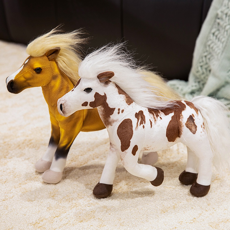 Мягкая игрушка-игрушка в виде лошади, имитирующая лошадь породы BMW и Brown Flower Station, с реалистичным дизайном. 16