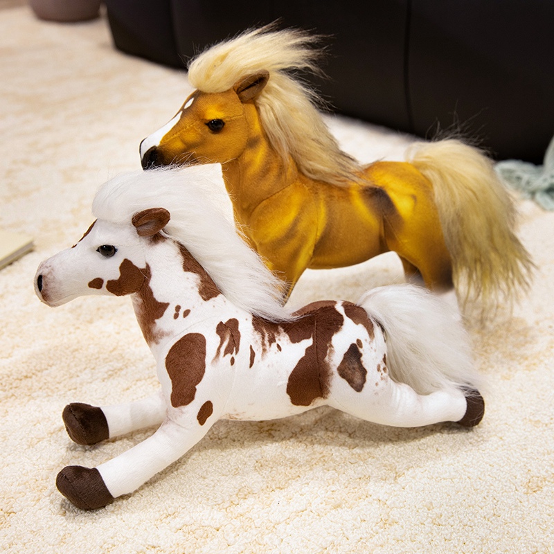 Мягкая игрушка-игрушка в виде лошади, имитирующая лошадь породы BMW и Brown Flower Station, с реалистичным дизайном. 14