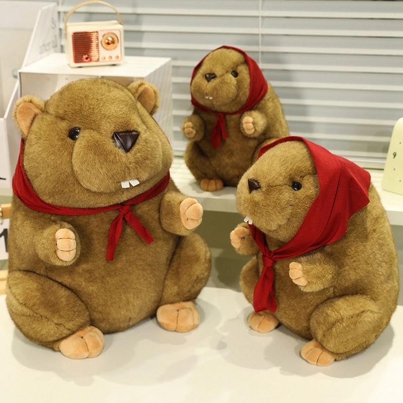 Stuffed groundhog plush toy with headscarf, creatively designed as a fun companion gift for children 1