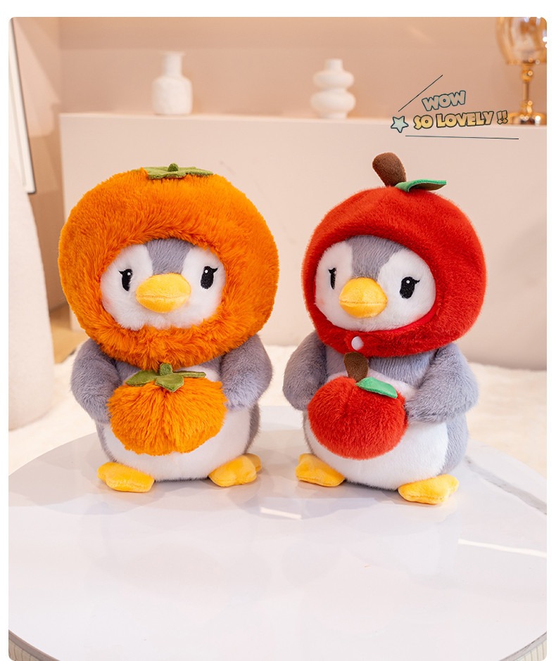 Wholesale 28cm Cute Fruit Penguin Plush Toys Soft Stuffed Animals Decorations Kids Gifts PP Cotton Filling 17