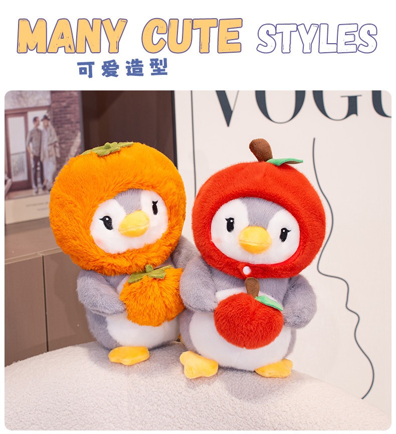 Wholesale 28cm Cute Fruit Penguin Plush Toys Soft Stuffed Animals Decorations Kids Gifts PP Cotton Filling 13