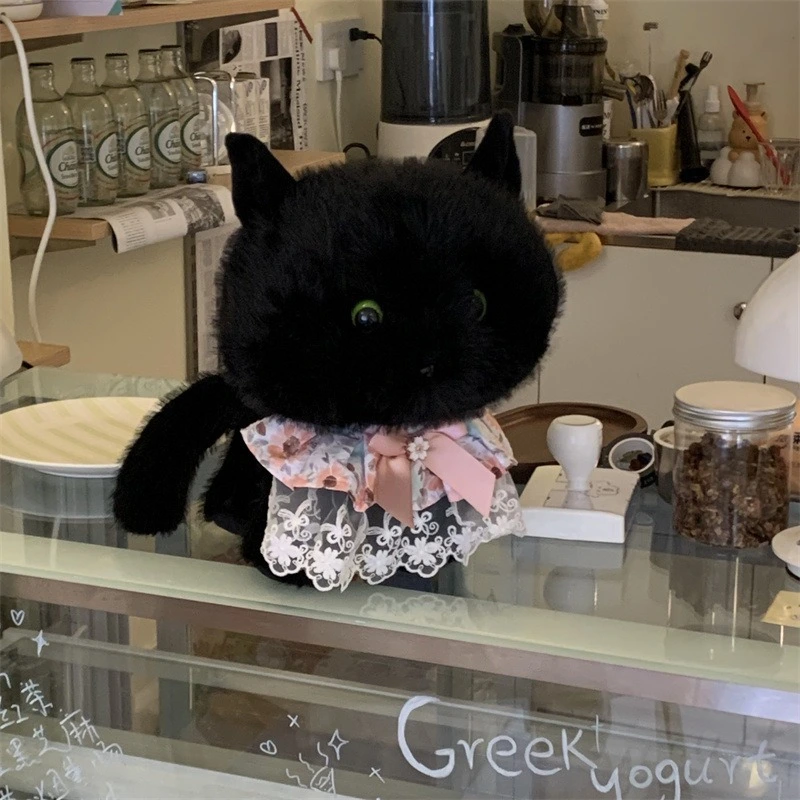 Wholesale Cute Stuffed Animal Toy 30CM Black Cat Plushie  Doll Lovely Soft Black Kitten Plush Toy Children Gift 1