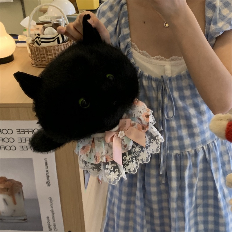 Wholesale Cute Stuffed Animal Toy 30CM Black Cat Plushie  Doll Lovely Soft Black Kitten Plush Toy Children Gift 15