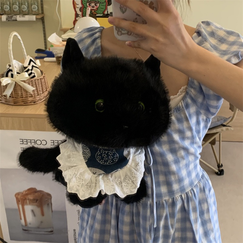 Wholesale Cute Stuffed Animal Toy 30CM Black Cat Plushie  Doll Lovely Soft Black Kitten Plush Toy Children Gift 18