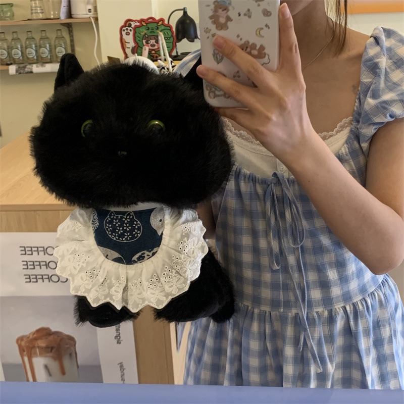Wholesale Cute Stuffed Animal Toy 30CM Black Cat Plushie  Doll Lovely Soft Black Kitten Plush Toy Children Gift 16