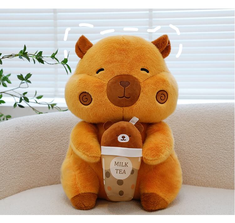 Wholesale Cartoon Capybara Boba Milk Tea Plushie Plush Toy Stuffed Animal Cushion Pillow Soft Sofa Decoration Gift 14