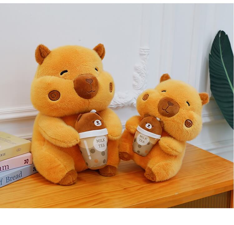 Wholesale Cartoon Capybara Boba Milk Tea Plushie Plush Toy Stuffed Animal Cushion Pillow Soft Sofa Decoration Gift 11