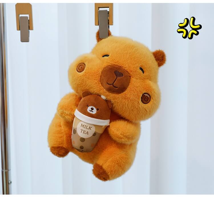 Wholesale Cartoon Capybara Boba Milk Tea Plushie Plush Toy Stuffed Animal Cushion Pillow Soft Sofa Decoration Gift 15
