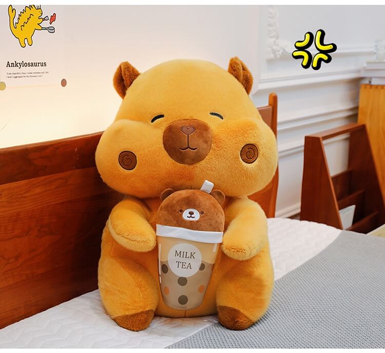 Wholesale Cartoon Capybara Boba Milk Tea Plushie Plush Toy Stuffed Animal Cushion Pillow Soft Sofa Decoration Gift 12