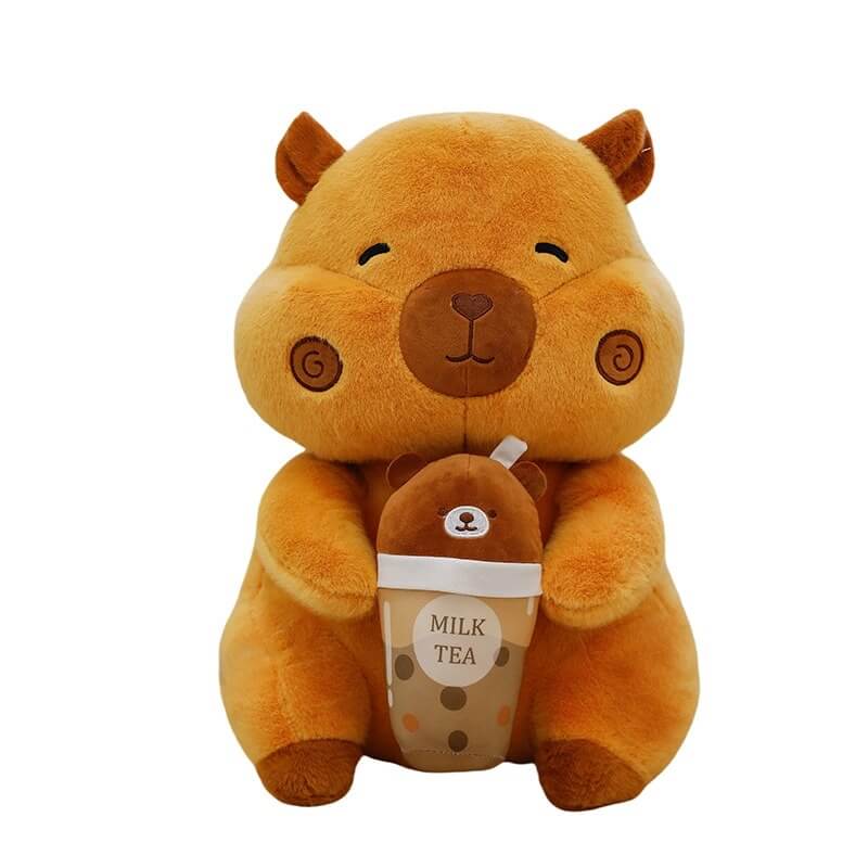 Wholesale Cartoon Capybara Boba Milk Tea Plushie Plush Toy Stuffed Animal Cushion Pillow Soft Sofa Decoration Gift 16
