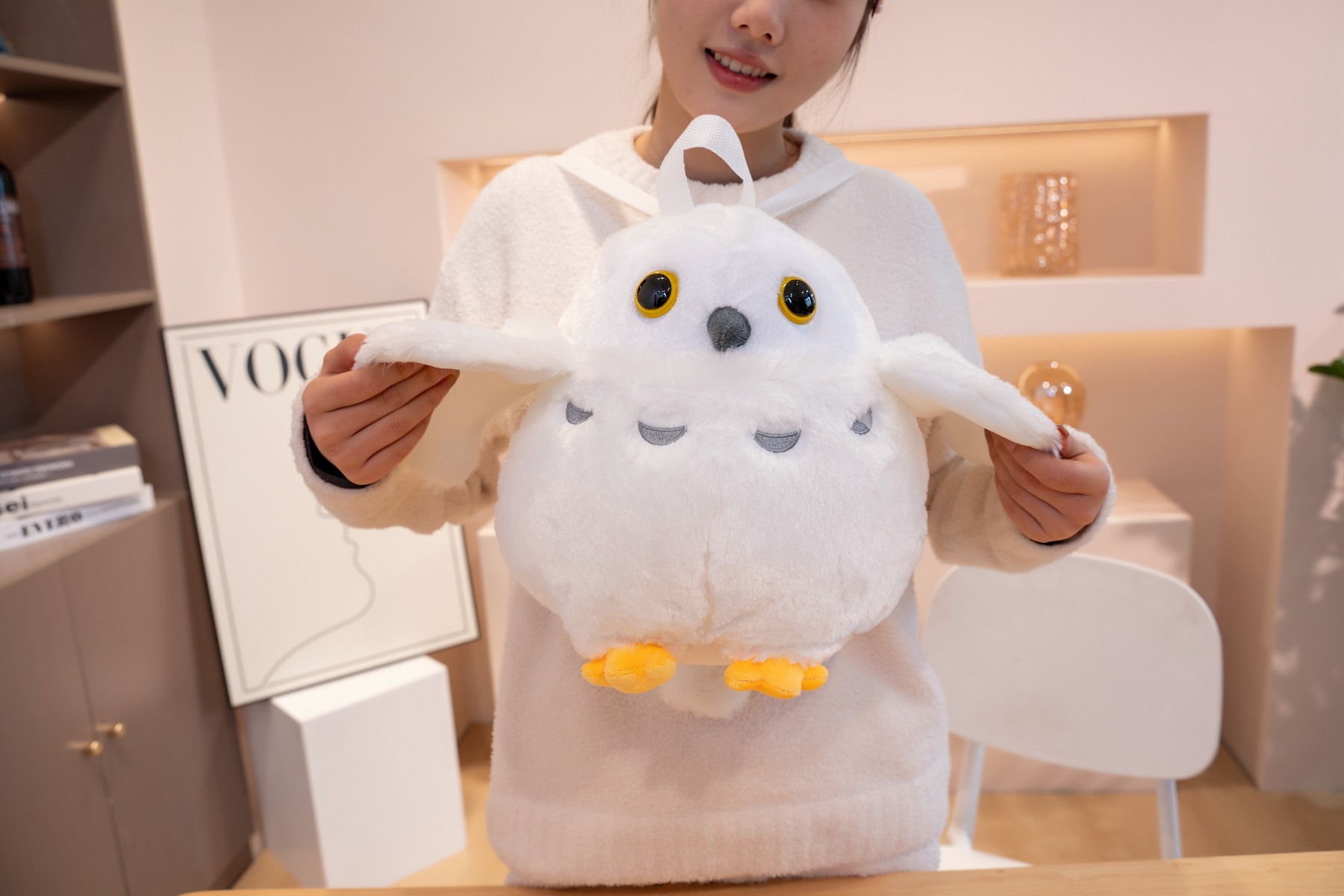 Mochila de búho de peluche de alta calidad, muy vendida, al por mayor, con forma de búho kawaii, bolsa de peluche para niños. 17