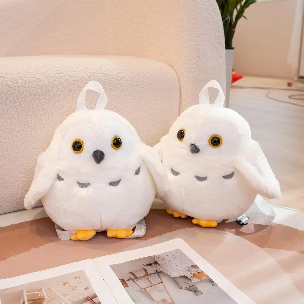 Mochila de búho de peluche de alta calidad, muy vendida, al por mayor, con forma de búho kawaii, bolsa de peluche para niños. 1