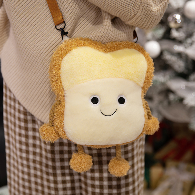 Burnt toast plush toy cute expression plush bag versatile design fashionable and popular warm home decoration 14