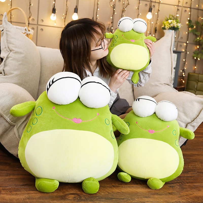 Factory Custom Green Frog Stuffed Animal Plushie Toy Hand Warm Frog Shape Plush Pillow 9