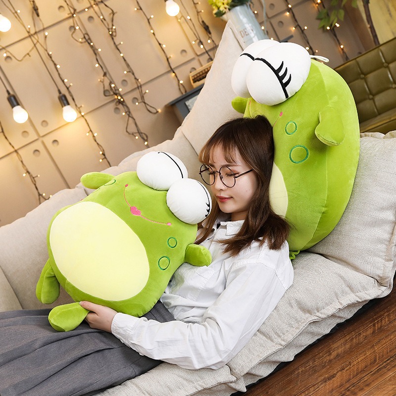 Factory Custom Green Frog Stuffed Animal Plushie Toy Hand Warm Frog Shape Plush Pillow 8