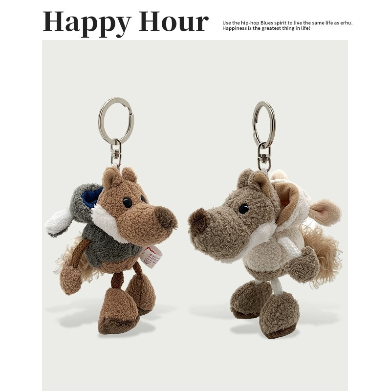 Wholesale Cartoon Cute and Ugly White Grey Wolf Plush Toy Mini Pendant Keychain Plush Doll Bag Charm 8