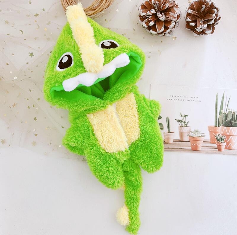 20cm Plush Doll Clothes-Cotton Green Dinosaur Onesie Set with Cotton Doll Replacement Set - Factory Direct Wholesale 11