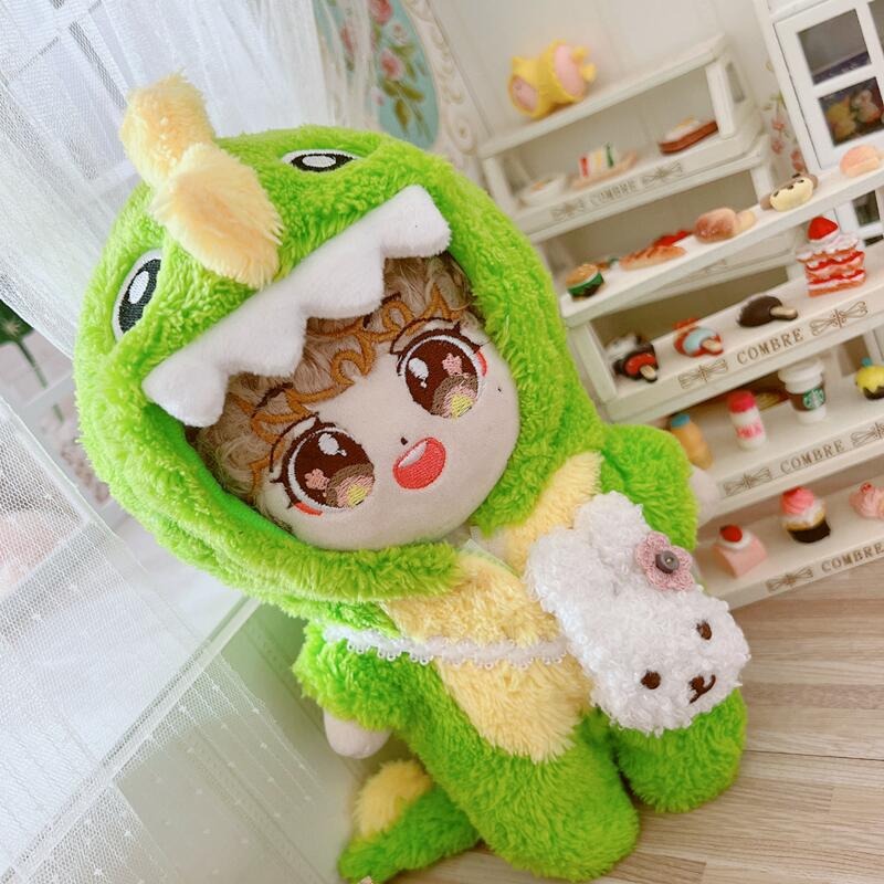 20cm Plush Doll Clothes-Cotton Green Dinosaur Onesie Set with Cotton Doll Replacement Set - Factory Direct Wholesale 15
