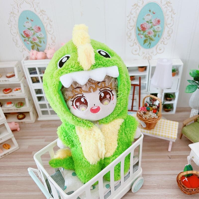 20cm Plush Doll Clothes-Cotton Green Dinosaur Onesie Set with Cotton Doll Replacement Set - Factory Direct Wholesale 13