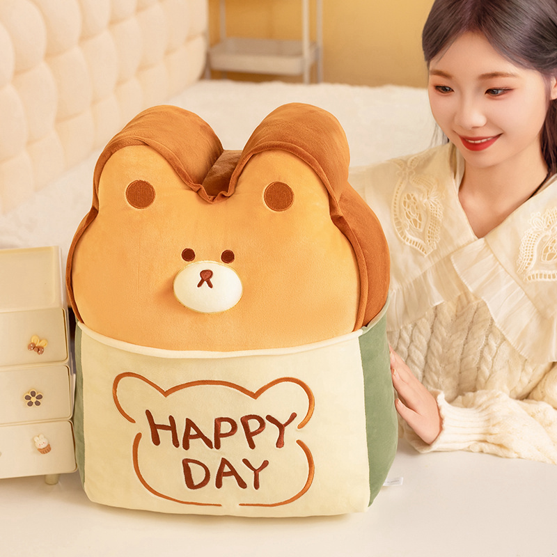 Toast Bear Plush Doll Pillow Creative Design Soft, Comfortable, Warm and Cute Home Decoration 14