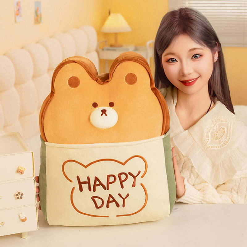 Toast Bear Plush Doll Pillow Creative Design Soft, Comfortable, Warm and Cute Home Decoration 15