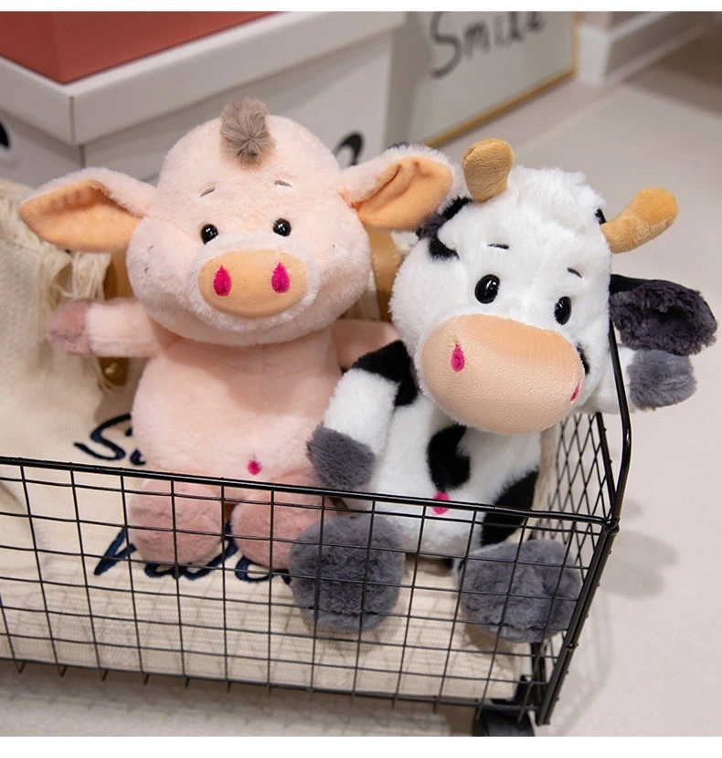 Hot Selling Low MOQ Children Stuffed Farm Animal Pink Pig Plush Toys Spotted Milk Cow Pig Soft Dolls  Factory OEM ODM 1