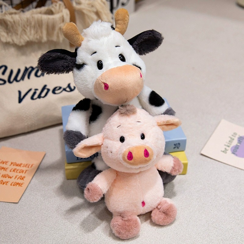 Hot Selling Low MOQ Children Stuffed Farm Animal Pink Pig Plush Toys Spotted Milk Cow Pig Soft Dolls  Factory OEM ODM 9