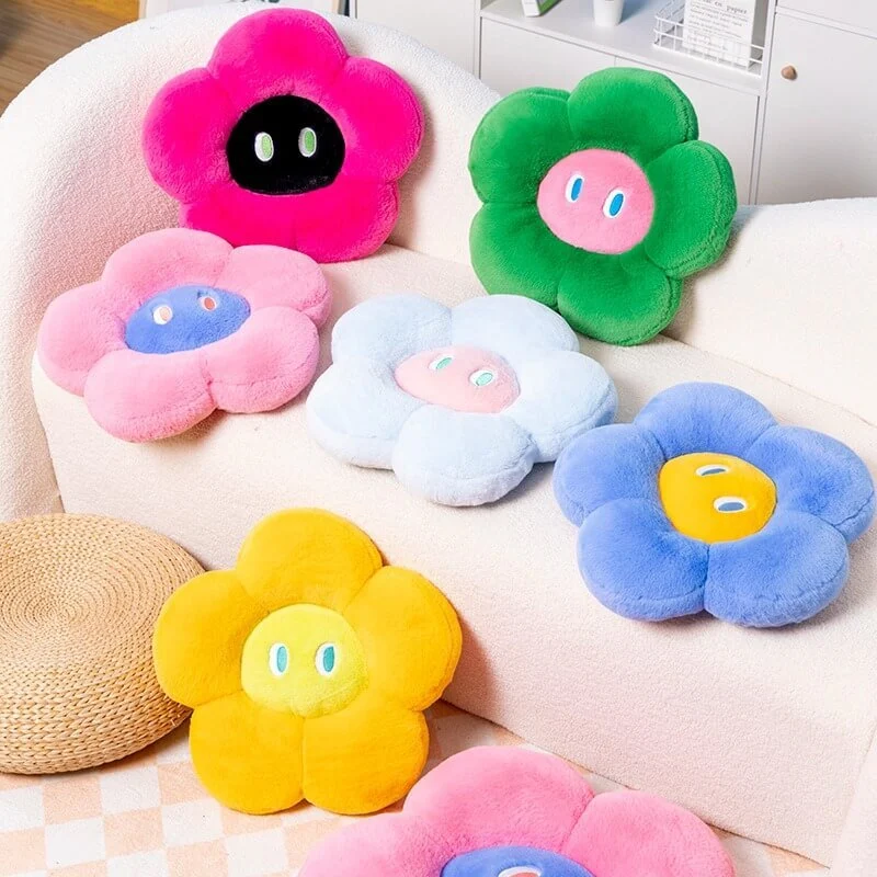 Wholesales Decorative 6 Colors Bright Color Kawaii Stuffed Plush Flower Shaped Seat Cushion Home Decor Pillows Seat 1