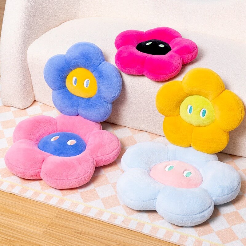 Wholesales Decorative 6 Colors Bright Color Kawaii Stuffed Plush Flower Shaped Seat Cushion Home Decor Pillows Seat 11